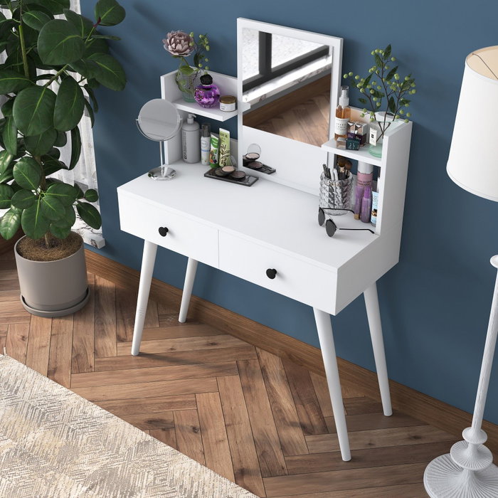 Hanah Home BJ102 - 2232 Mesa de Maquillaje Blanca con Espejo